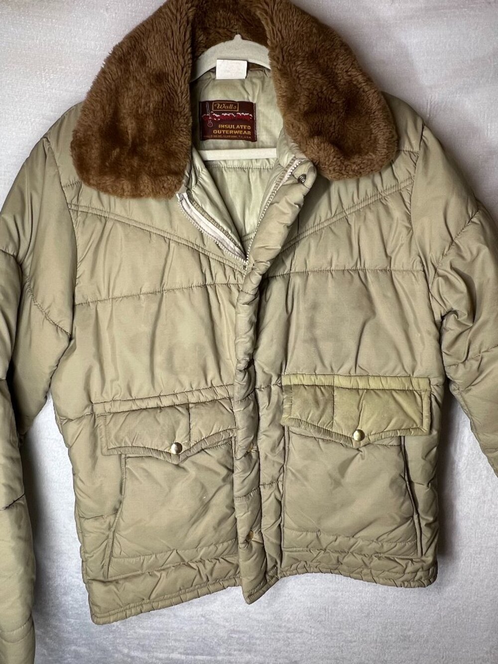 Vintage Walls Blizzard Proof Insulated Outerwear Puffer Jacket Brown Tan M Reg